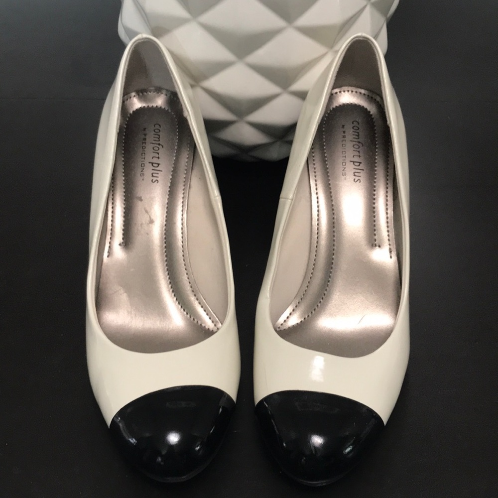 Black and white patent heels by predictions